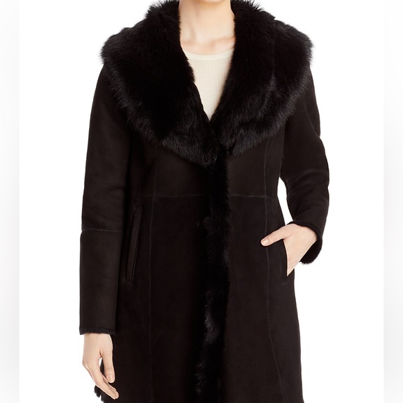 Women's Black Fur-Trimmed Utility Jacket